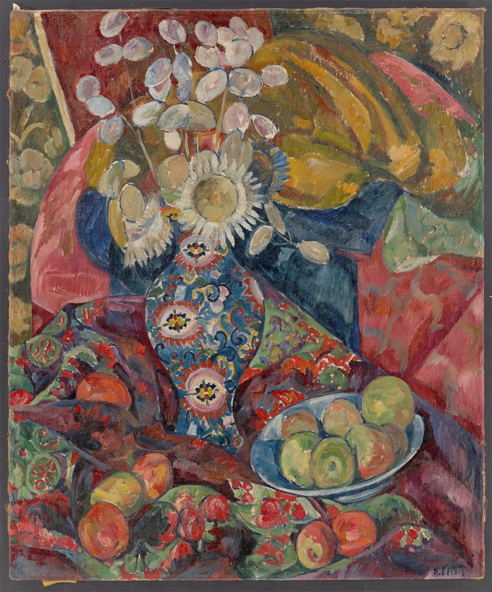 Alexander Gerbig. Blumenstillleben mit Äpfeln. - Bild 2 aus 4