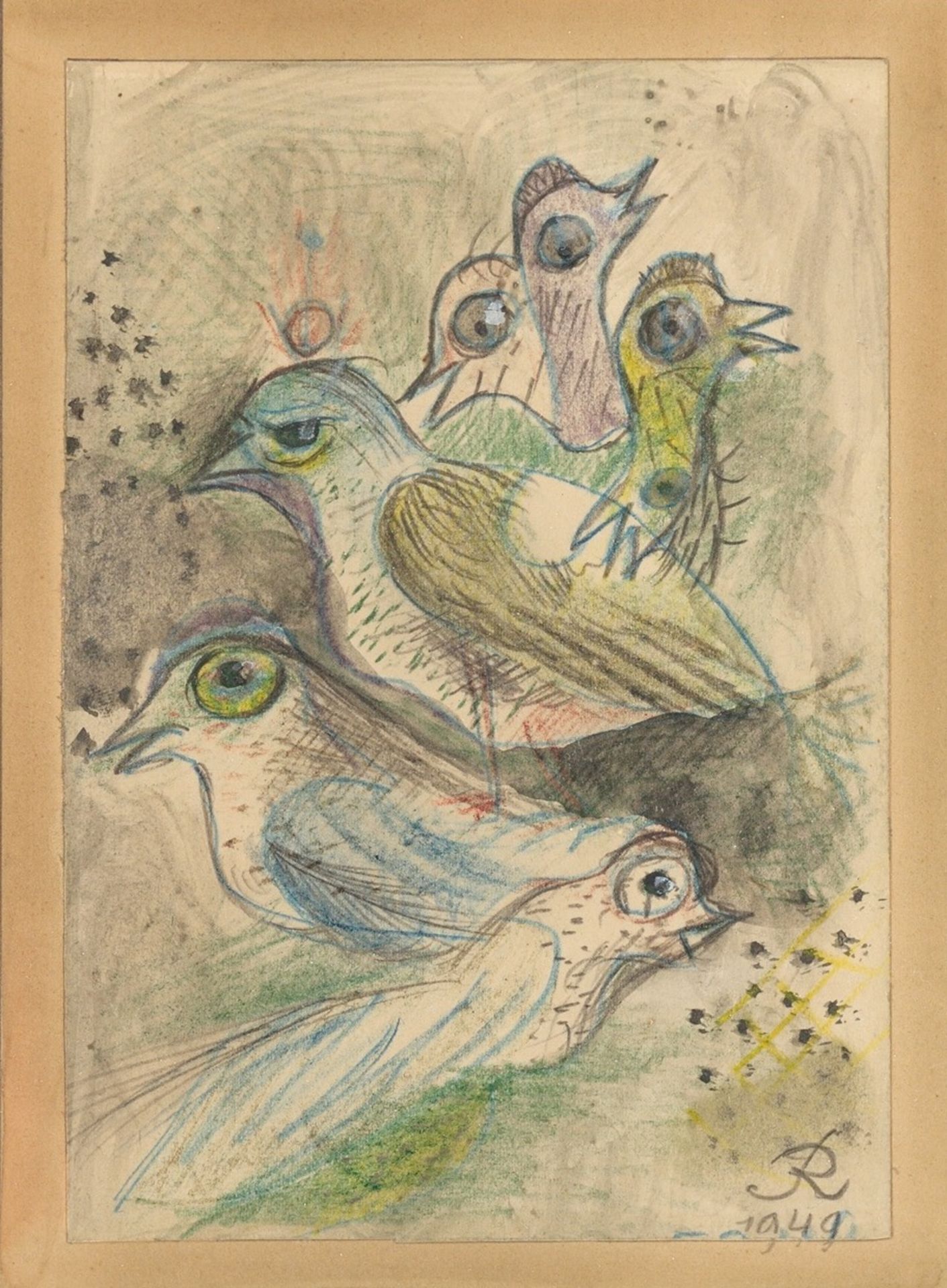 Hans Reichel. „Entstehung eines gelben Vogels“. 1949