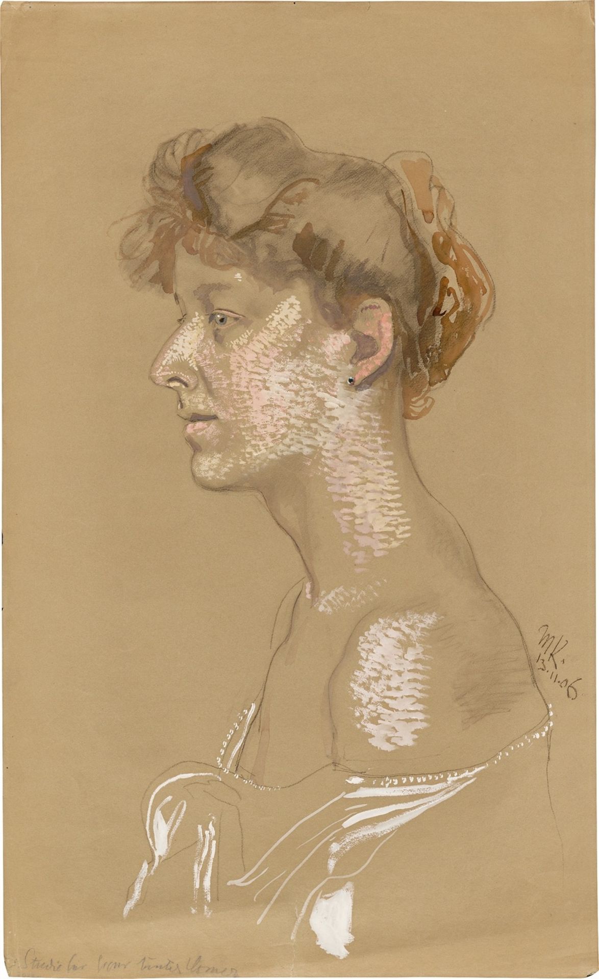 Max Klinger. Frauenportrait im Profil. 1906