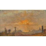 Gustave (Gustave-Claude-Etienne) Courtois. Sonnenuntergang über den Dächern der Stadt (Stu…. Um 1900