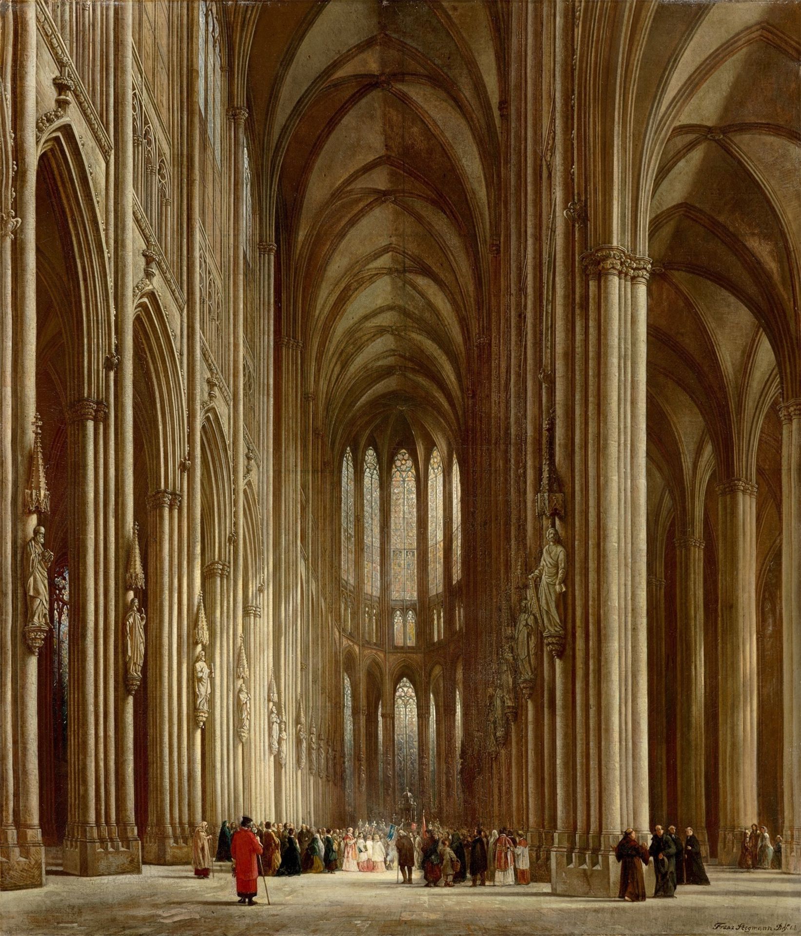 Franz Stegmann. Innenansicht des Kölner Doms. 1868