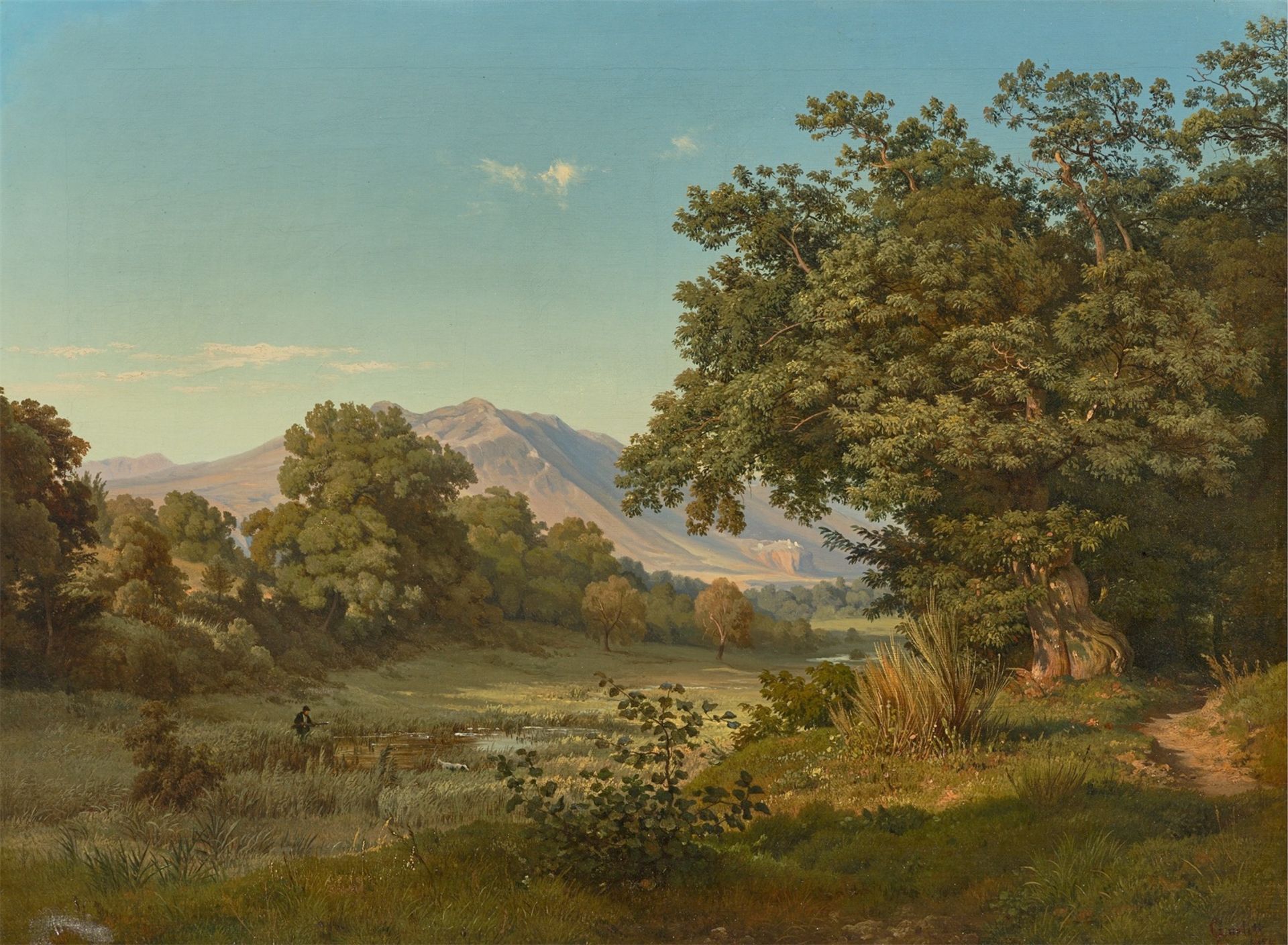 Louis Gurlitt. Landschaft mit Jäger. 1854