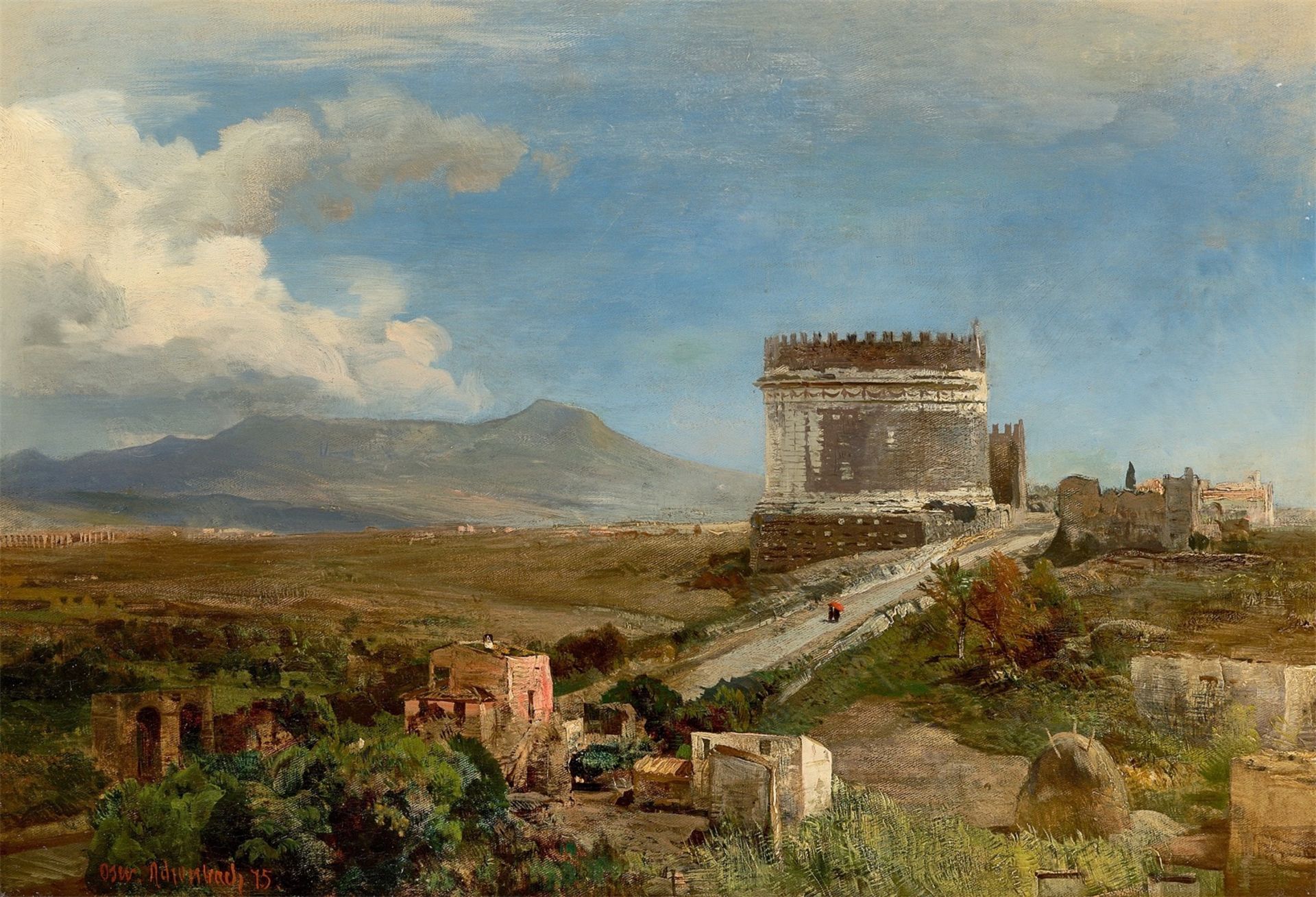 Oswald Achenbach. Via Appia mit dem Grabmal der Caecilia Metella. 1875