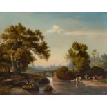 Johann Wilhelm Schirmer. Modello einer italienischen Landschaft mit Hirten. Um 1841