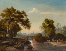 Johann Wilhelm  Schirmer. Modello einer italienischen Landschaft mit Hirten. Um 1841