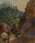 Eduard Ritter. Landscape with artist. 1837