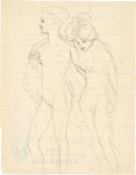 Max Klinger. Two drawings: Two female nudes. After 1913/14 / woman with capricorn (Gertrud…. 1910/11
