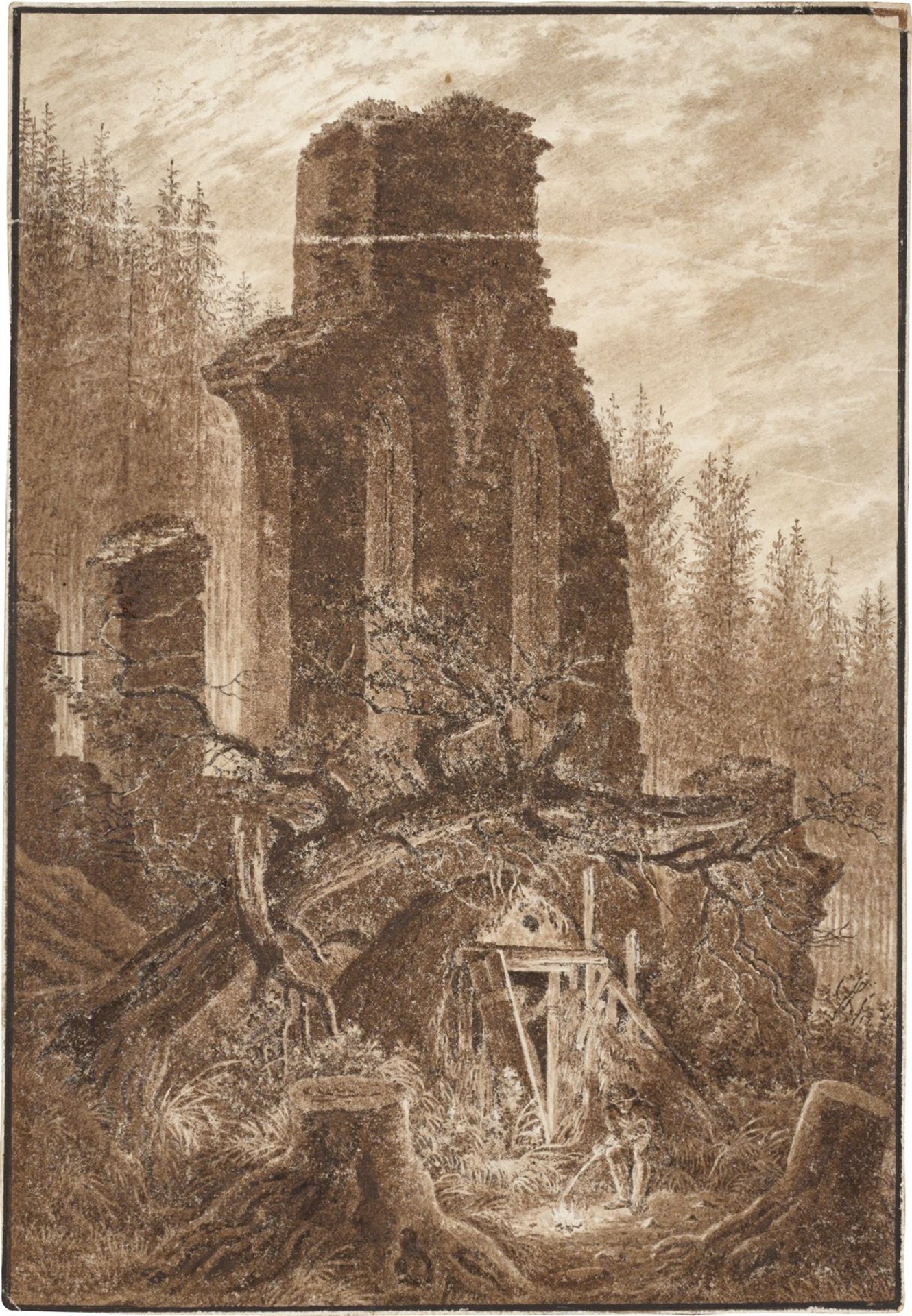 Carl Heinrich Beichling. Ruinen in der Abenddämmerung, nach Caspar David Friedrich. 1831