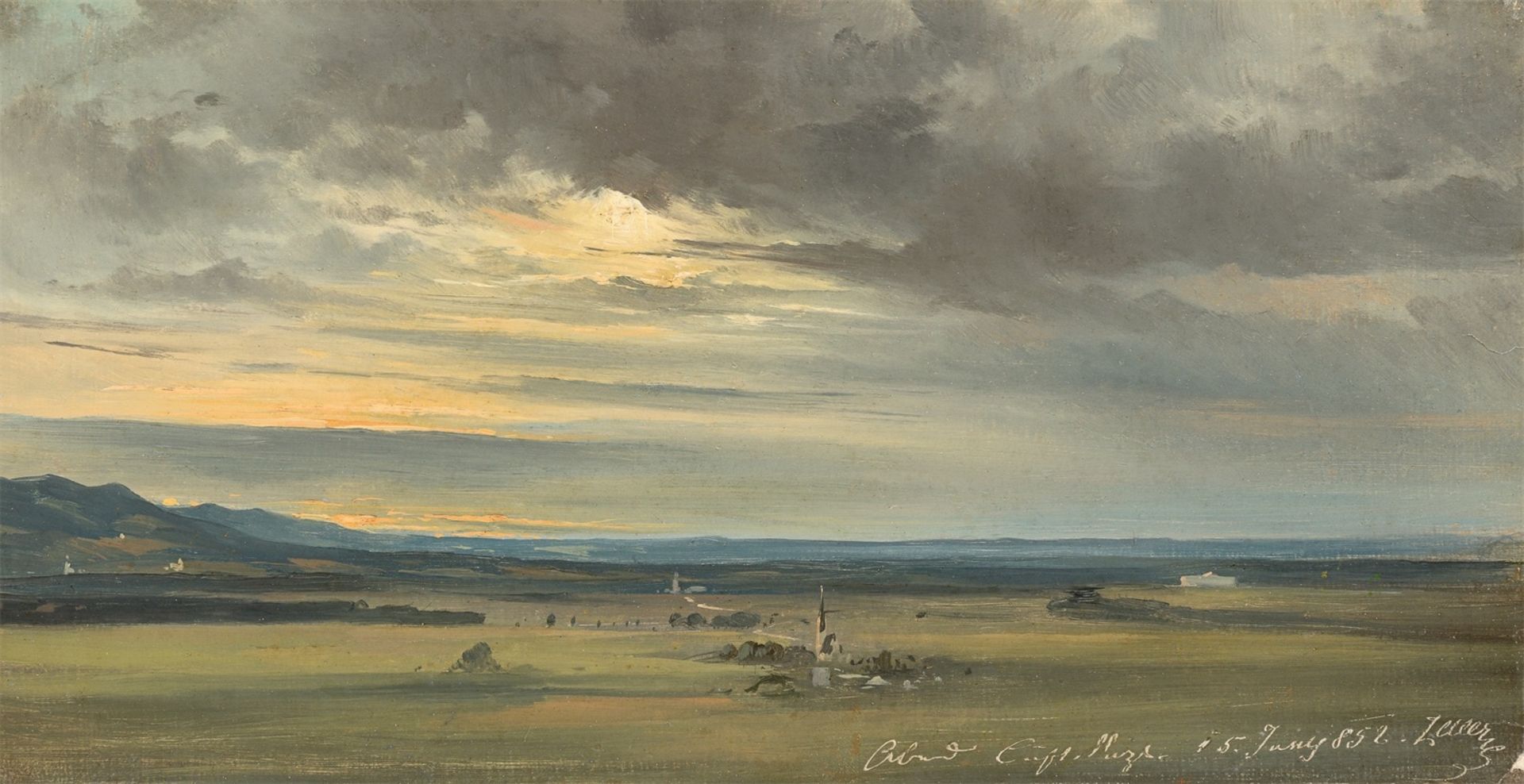 Friedrich Zeller. Evening Sky over Maxglan and Schloss Kleßheim bei Salzburg. 1852