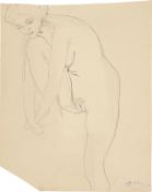 Max Klinger. Two drawings: Female Nude clasping her foot (Gertrud Bock) / Female Nude w…. Circa 1910