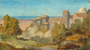 Johann Heinrich Schilbach. Two oil studies: ”Ariccia” / Italian landscape study.