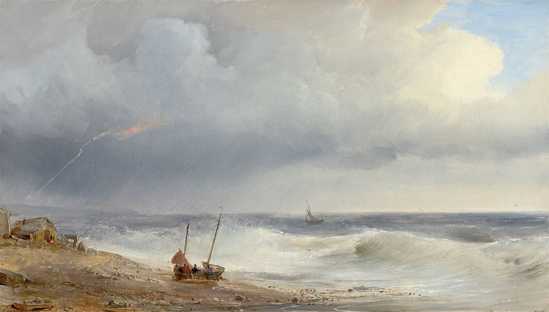 Théodore Gudin. Brandung im Unwetter. 1825