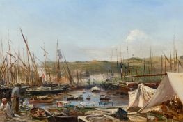 Théodore Gudin. Harbour scene.