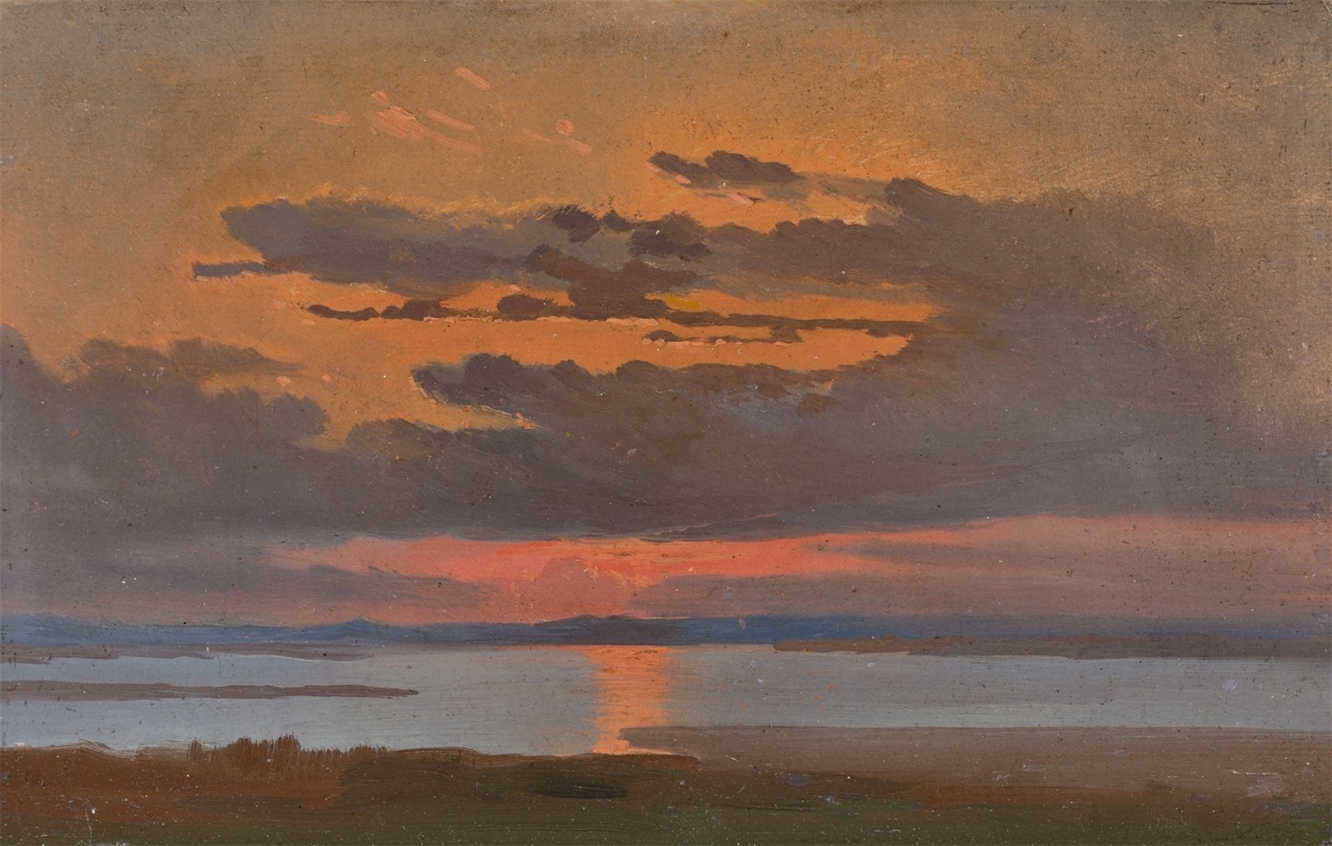 Johann Heinrich Schilbach. Sonnenuntergang über dem Meer.