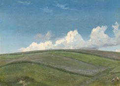 Johann Heinrich Schilbach. Zwei Ölstudien: Blick über Felder / Landschaftsstudie. Um 1845