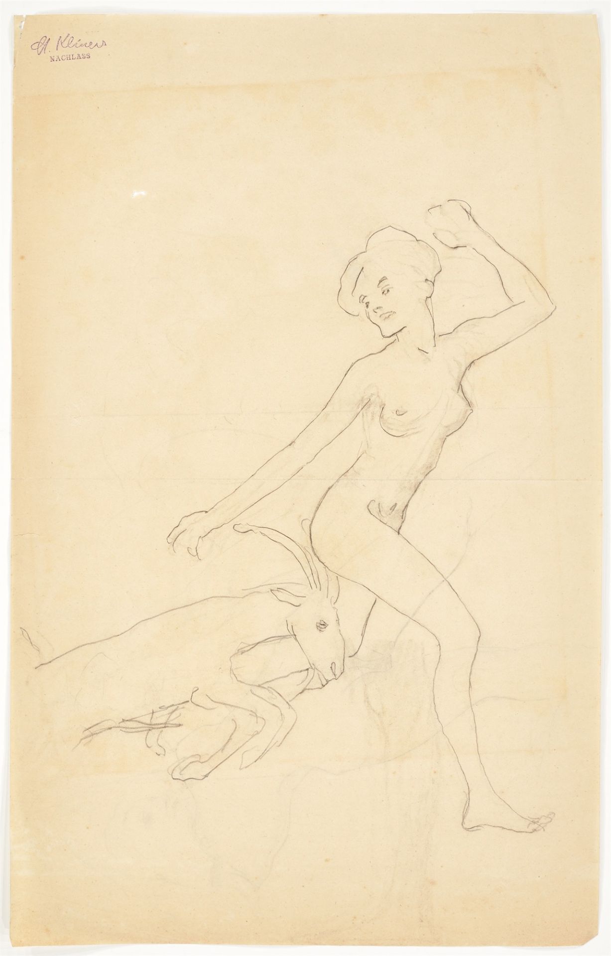 Max Klinger. Zwei Zeichnungen: Zwei weibliche Aktmodelle, aneinander lehnend. Nach 1913/14…. 1910/11 - Bild 2 aus 2