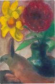 Emil Nolde. Floral still life and animal figure. (before) 1941