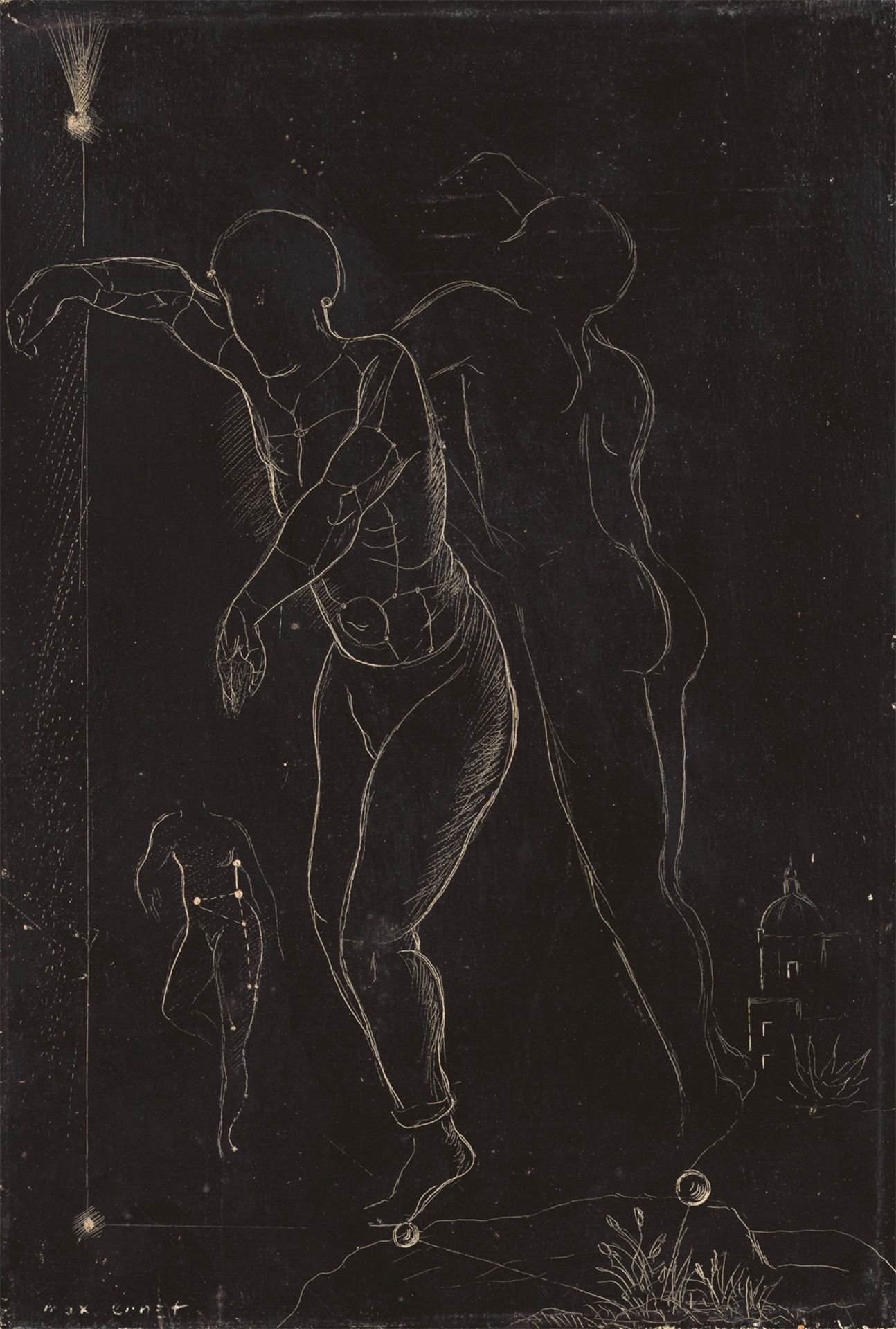 Max Ernst. ”(Schwebende Figuren)”. Circa 1923