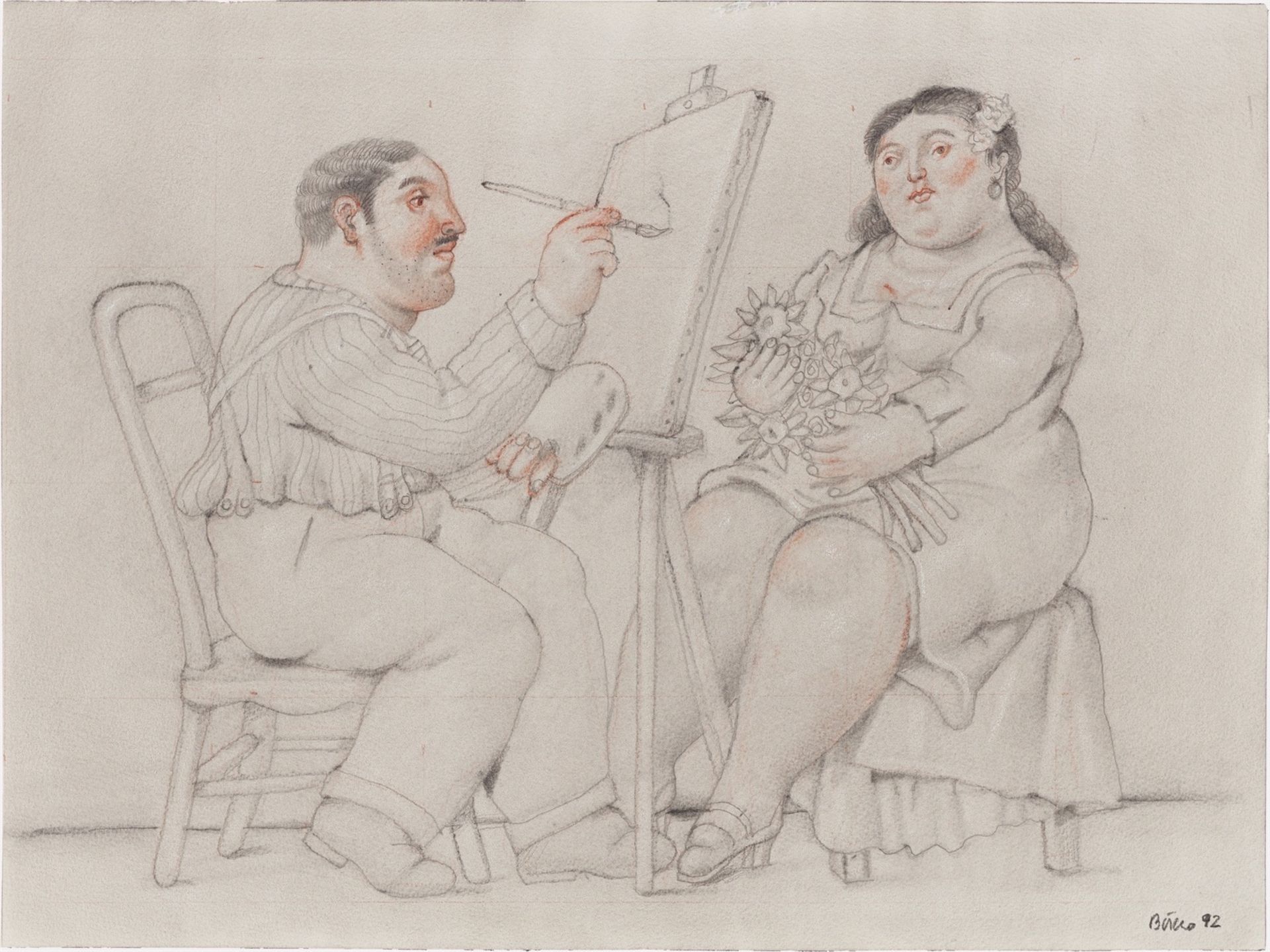 Fernando Botero. ”Pintor y la Modelo”. 1992