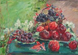 Max Slevogt. Still life with apples, grapes, and plums. (before) 1920