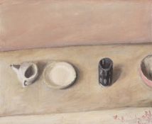 Klaus Fußmann. Still life with four jars. 1978