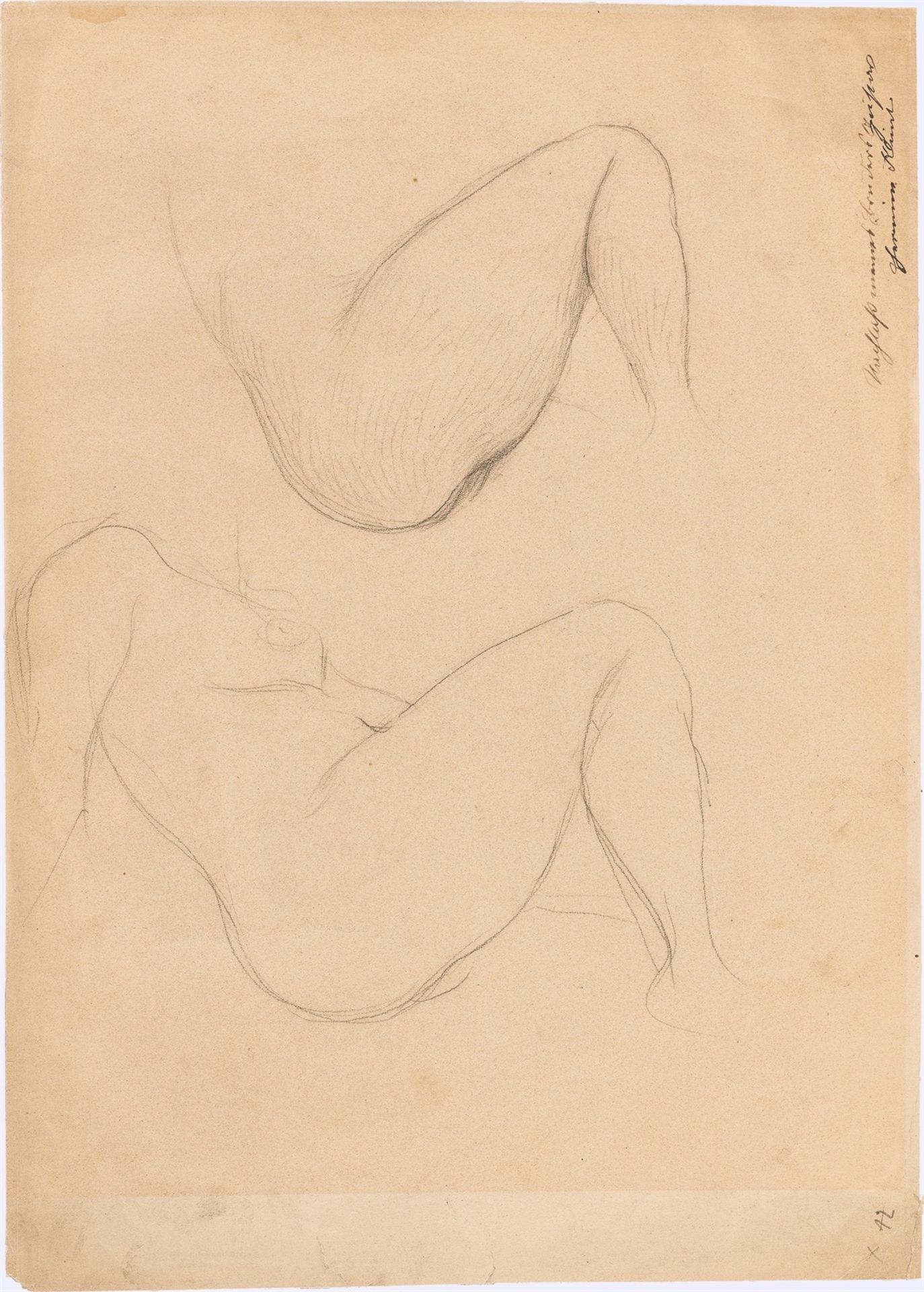 Gustav Klimt. ”Zwei Studien eines mit hochgezogenem rechten Knie sitzenden Aktes” (Fakultätsb…. 1901