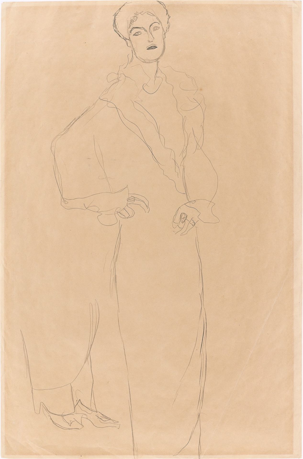 Gustav Klimt. „Bildnis Paula Zuckerkandl (Stehend nach rechts, Wiederholung der Beine)“. 1911