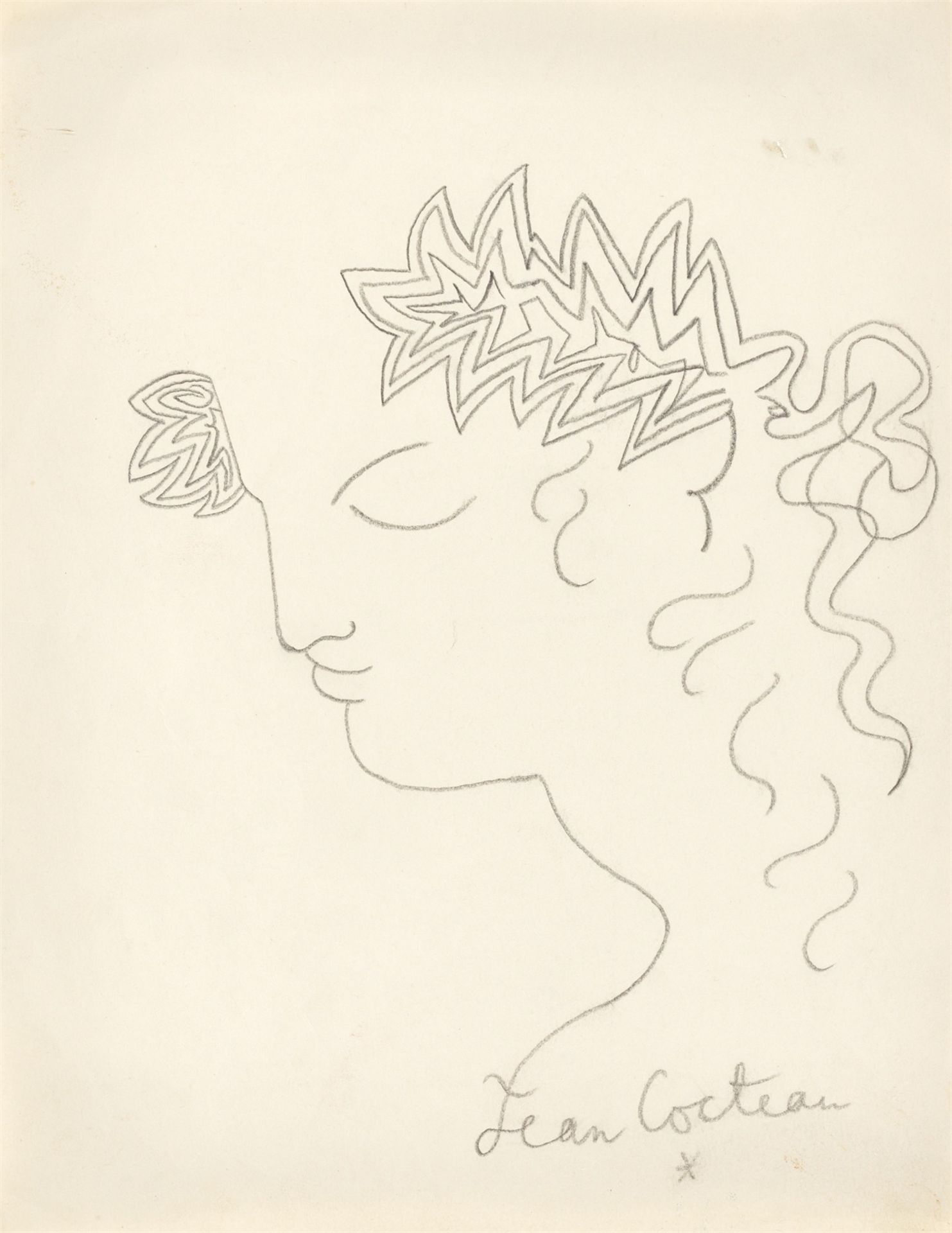 Jean Cocteau. „Profil d’Orphée aux lauriers“. Um 1950/55