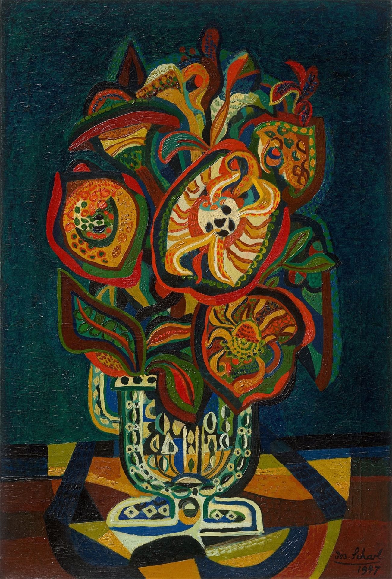 Josef Scharl. „Tigerblumen in Vase“. 1947