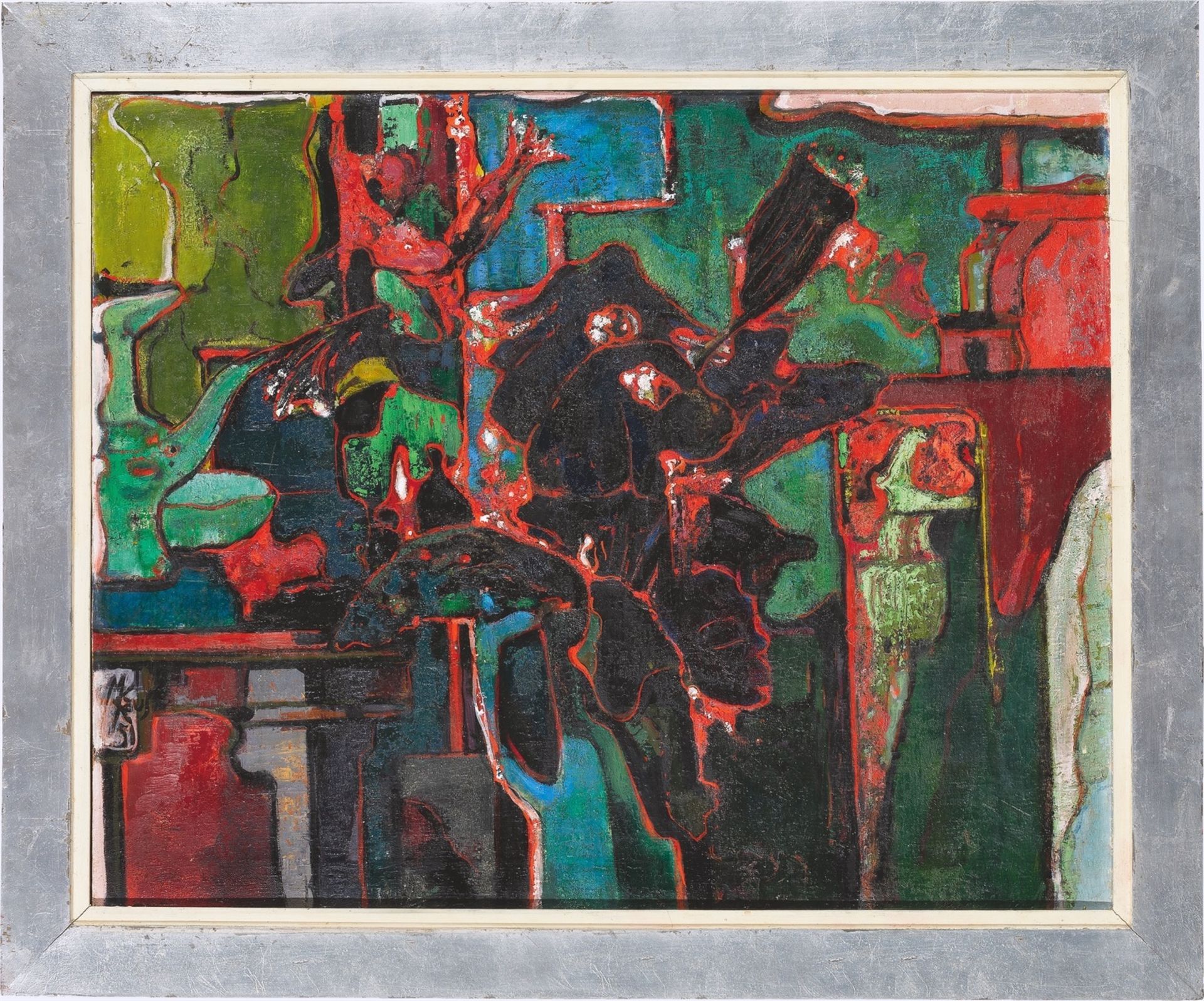 Max Kaus. „Stilleben mit schwarzen Blumen“. 1951