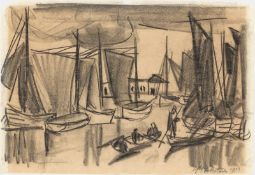 Hermann Max Pechstein. Boats in the harbour. 1923