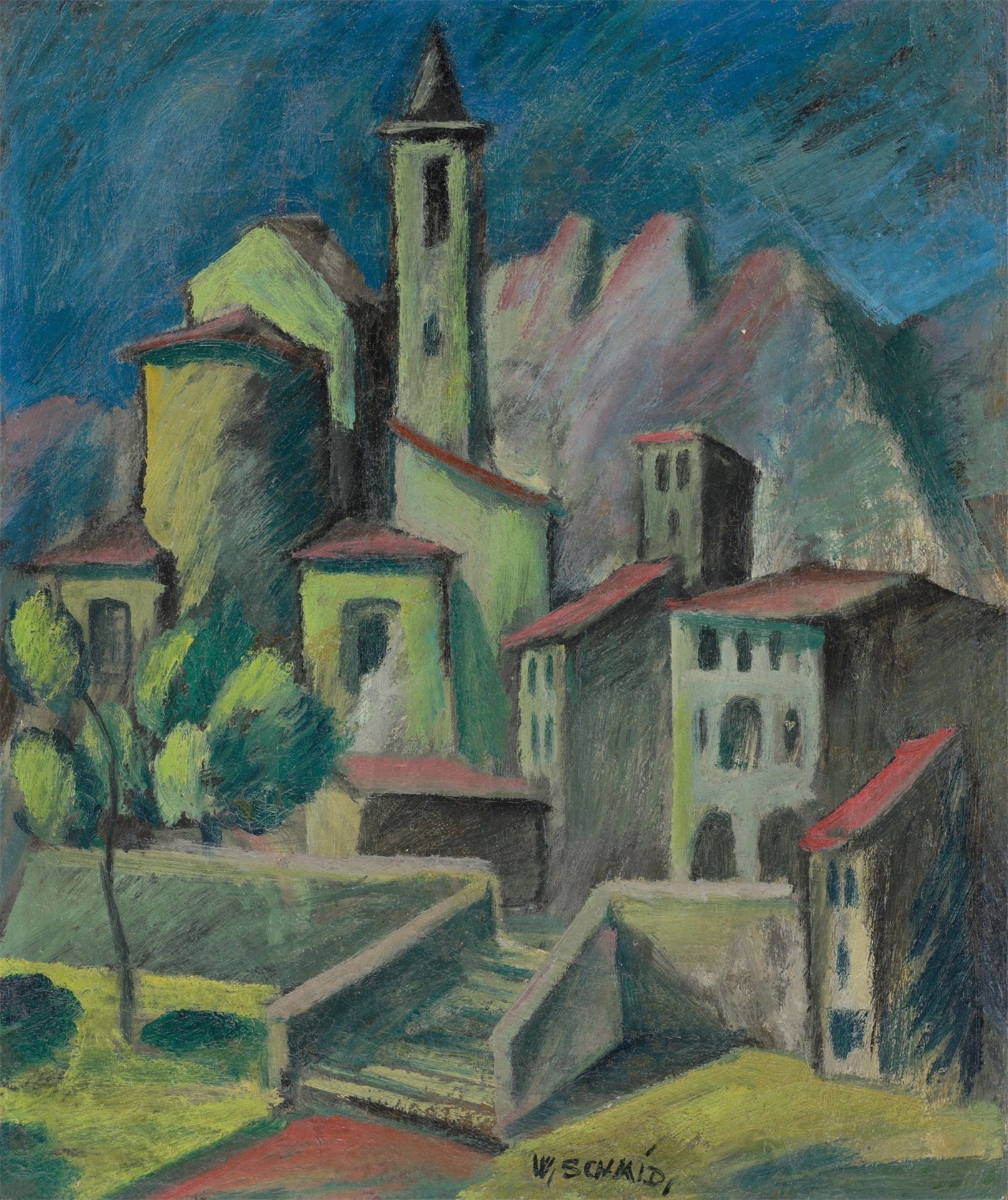 Wilhelm Schmid. ”Italienische Kirche”. Circa 1918/20