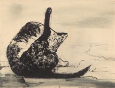 Josef Hegenbarth. „Sich leckende Katze“. 1952