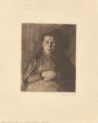 Käthe Kollwitz. „Frau mit übereinandergelegten Händen“. 1898/99 / um 1950