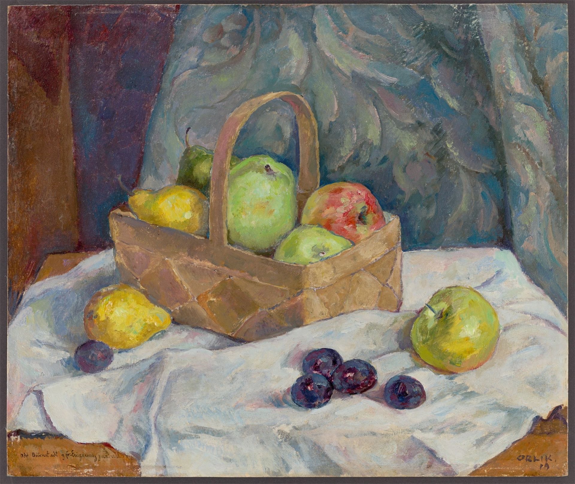 Emil Orlik. Stillleben mit Äpfeln, Birnen und Pflaumen. 1919 - Bild 2 aus 4