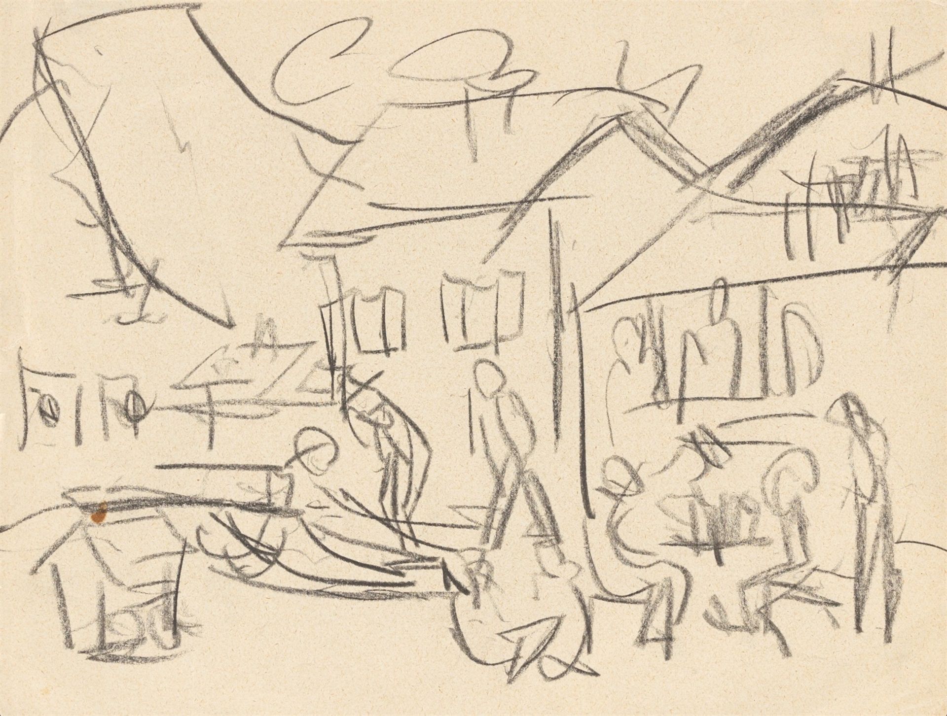 Ernst Ludwig Kirchner. Bauern auf dem Dorfplatz. Um 1923/24