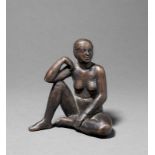 Robert Metzkes. Sitzender weiblicher Akt mit angewinkeltem Knie und aufgestütztem Arm.