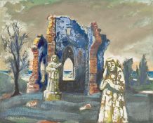Cesar Klein. Landscape with ruin and sculptures.