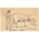 Max Liebermann. „Strickende Kuhhirtin“. Um 1915