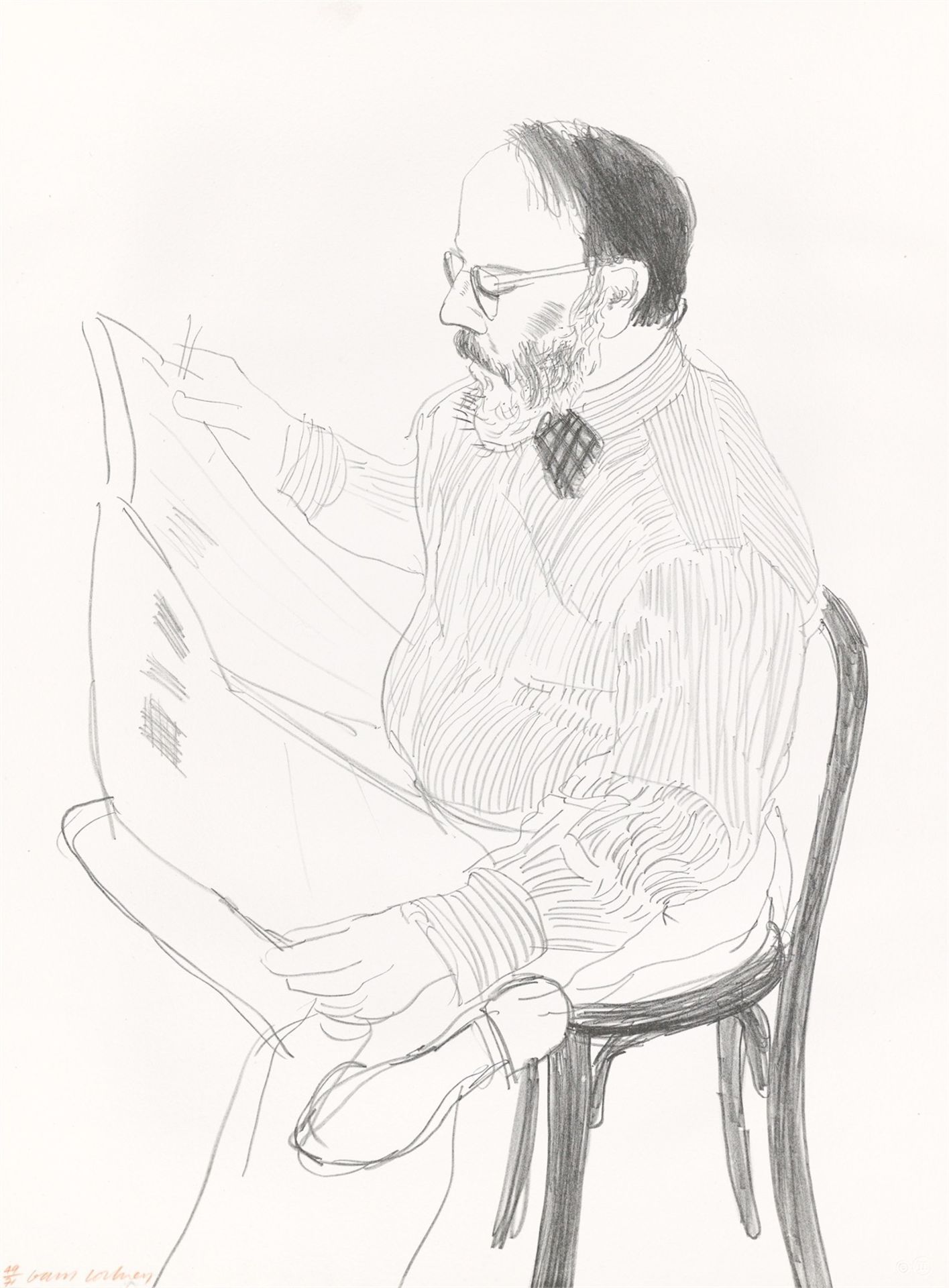 David Hockney. „Henry reading the newspaper“. 1976
