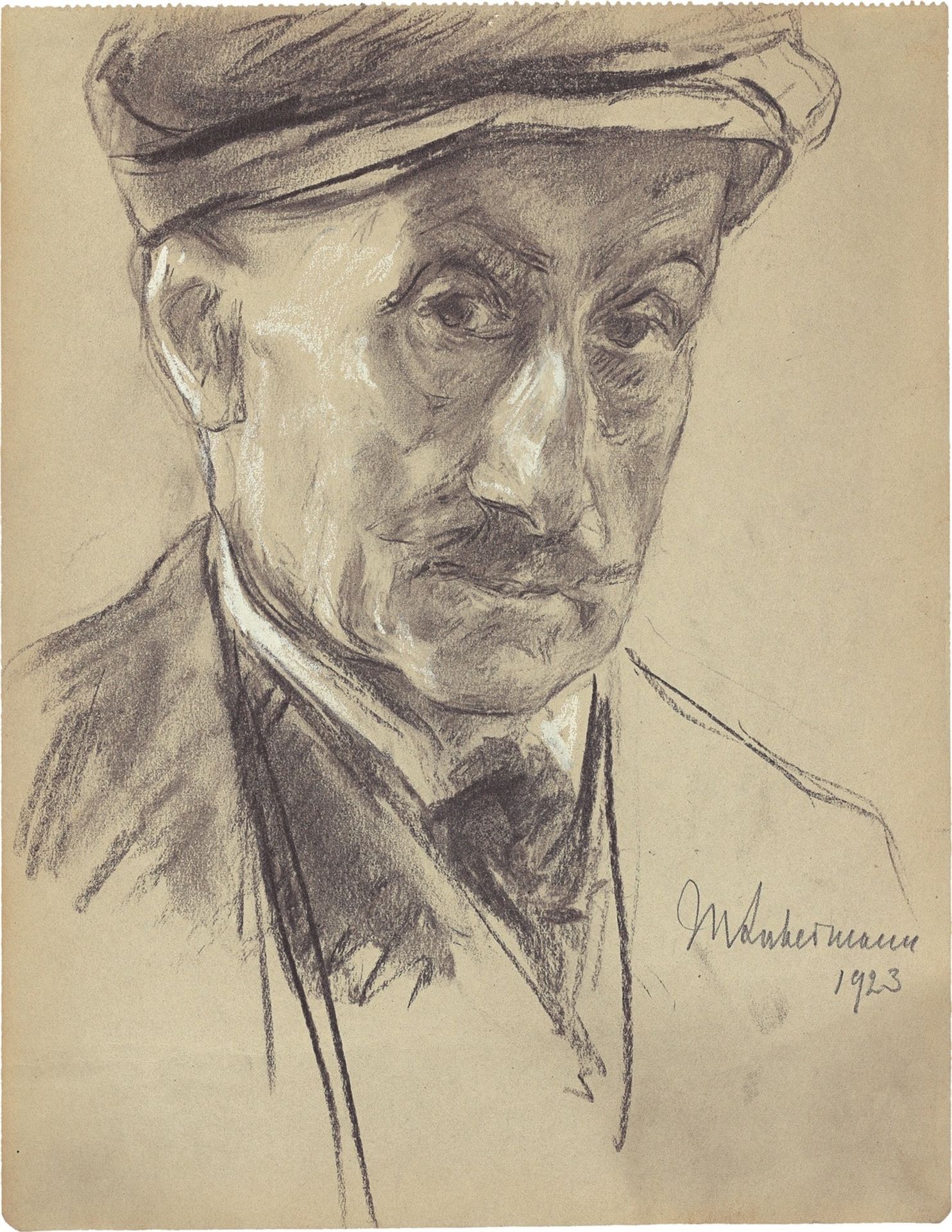 Max Liebermann. ”Selbstbildnis mit Schirmmütze”. 1923