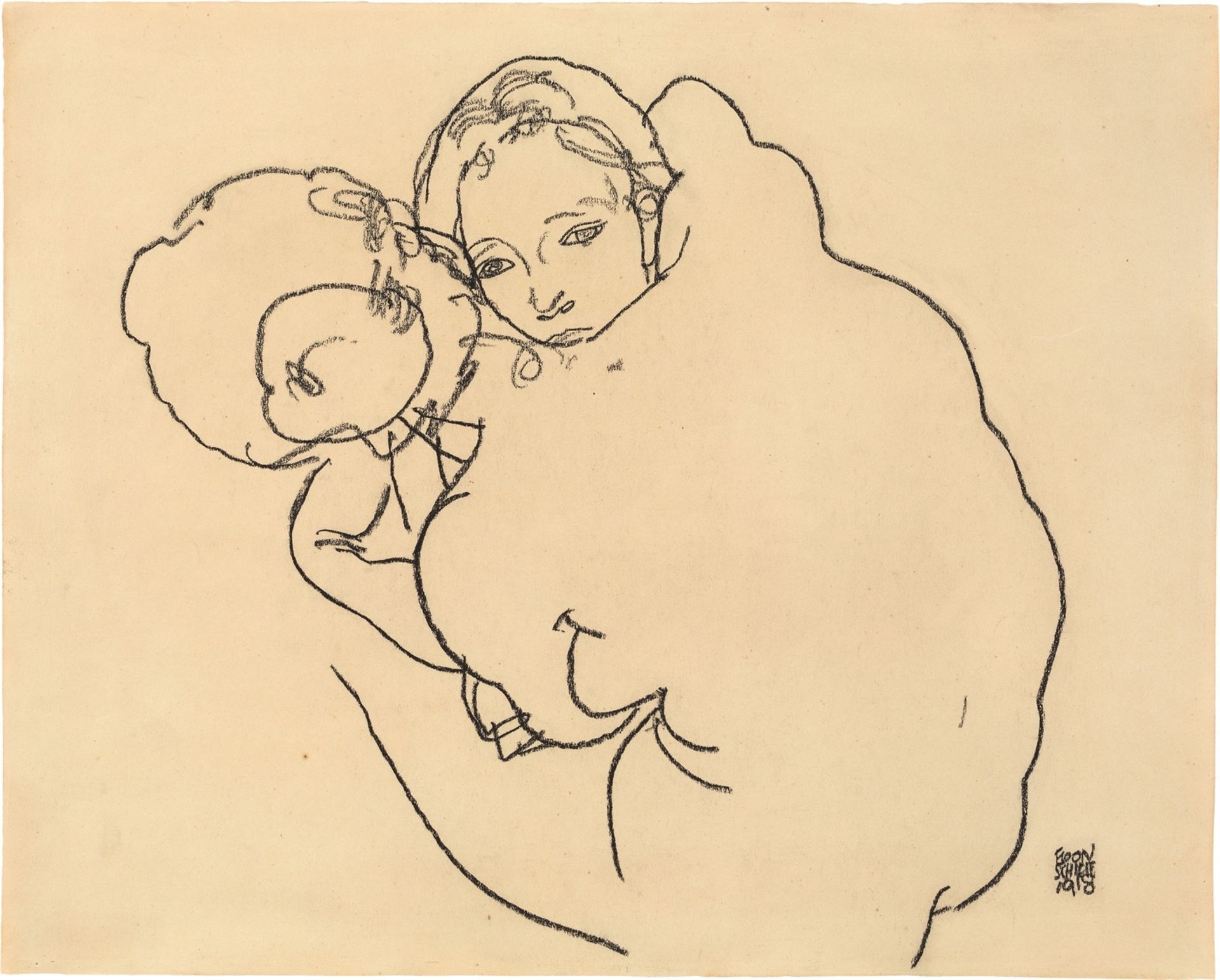 Egon Schiele. „Mother and Child (Mutter und Kind)“. 1918