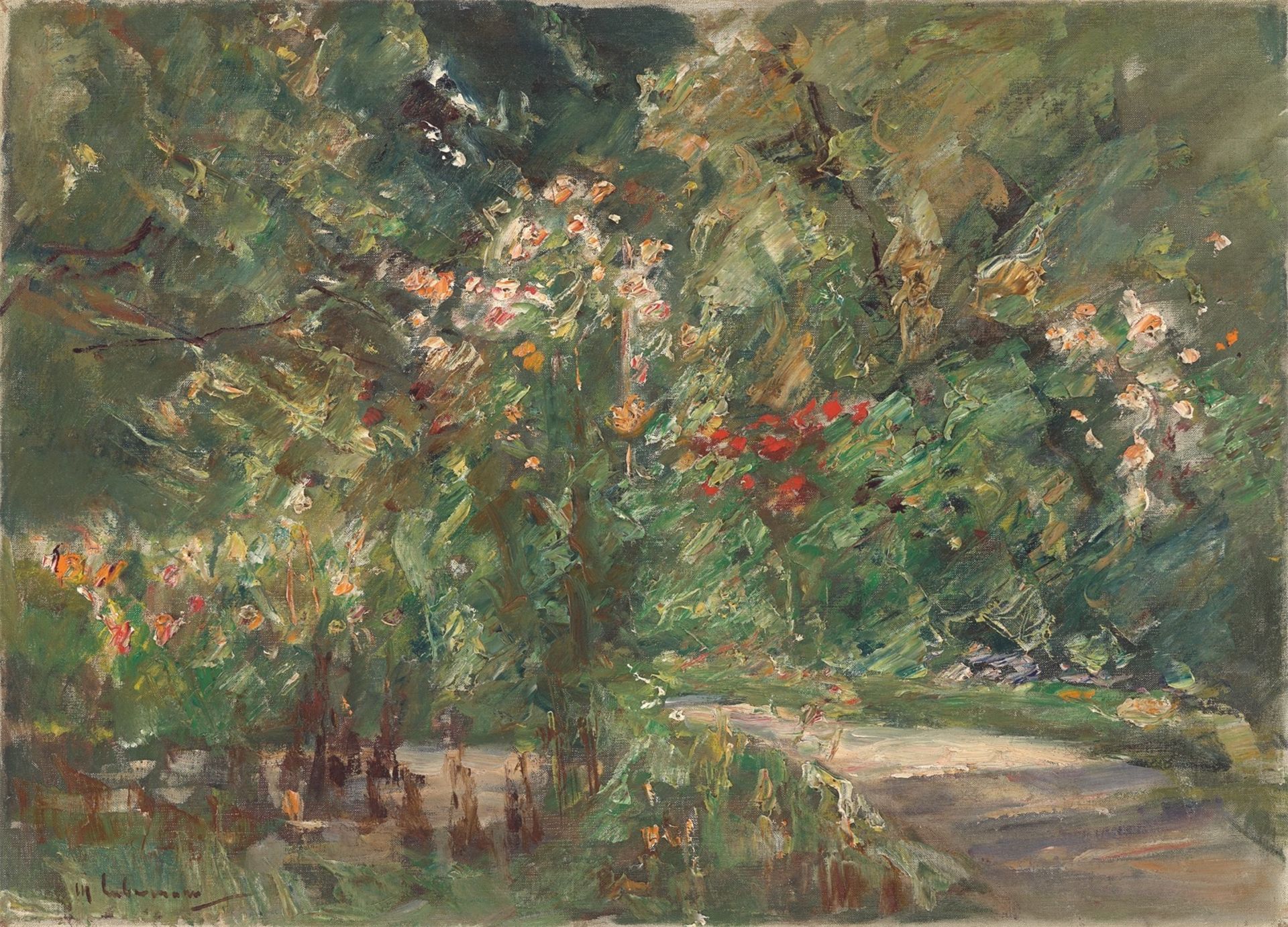 Max Liebermann. „Blumenstauden im Nutzgarten nach Nordwesten“. 1929 (?)