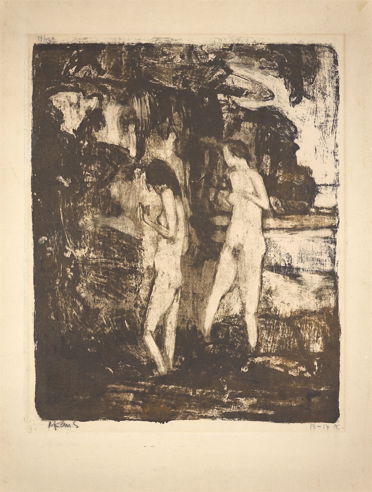 Max Kaus. „Badende Frauen am Waldstrand“. 1924