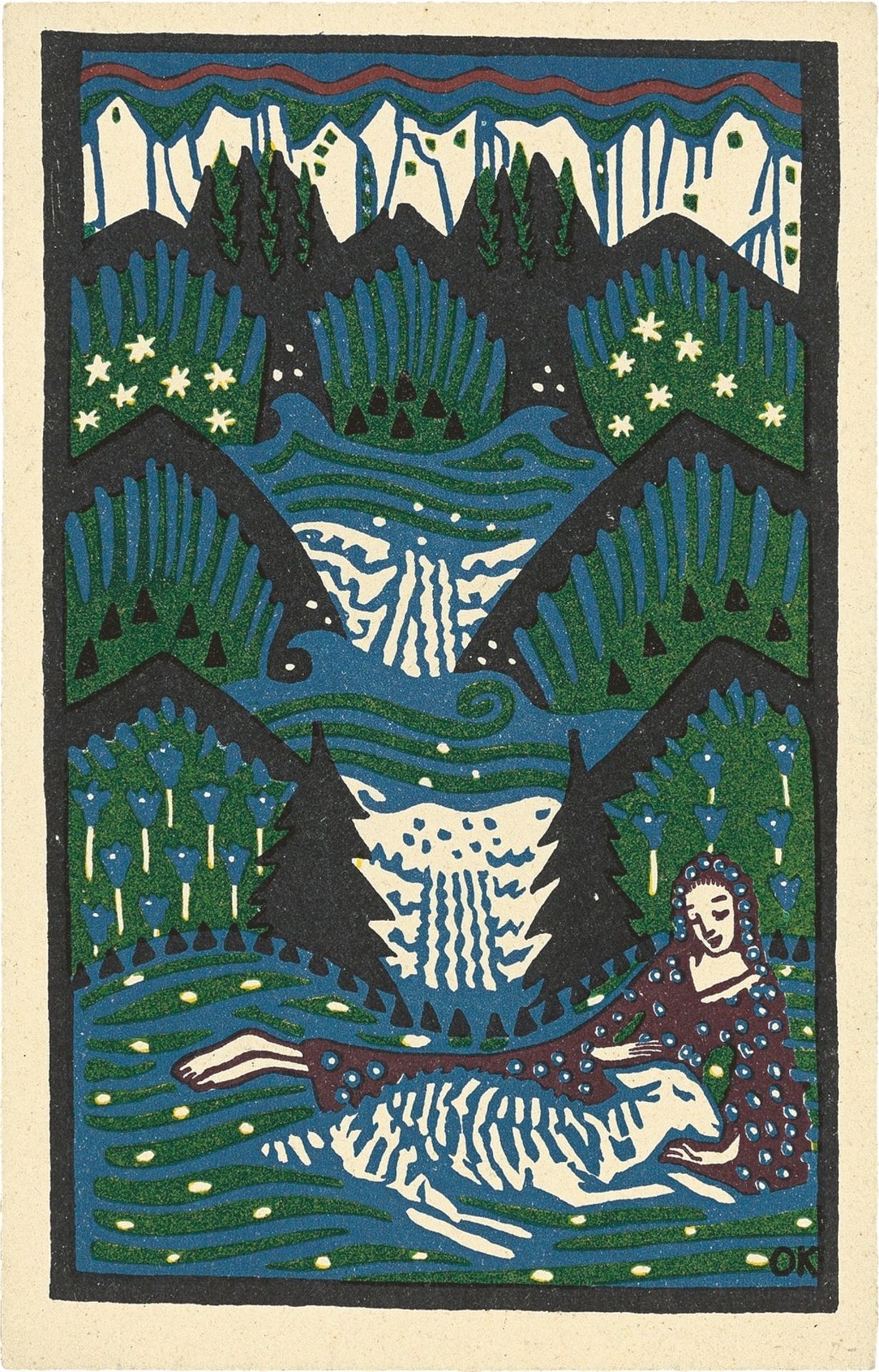 Oskar Kokoschka. ”Mädchen mit Schaf auf Bergwiese” / ”Reiter und Segelschiff” / ”Mutter …. 1906–1908