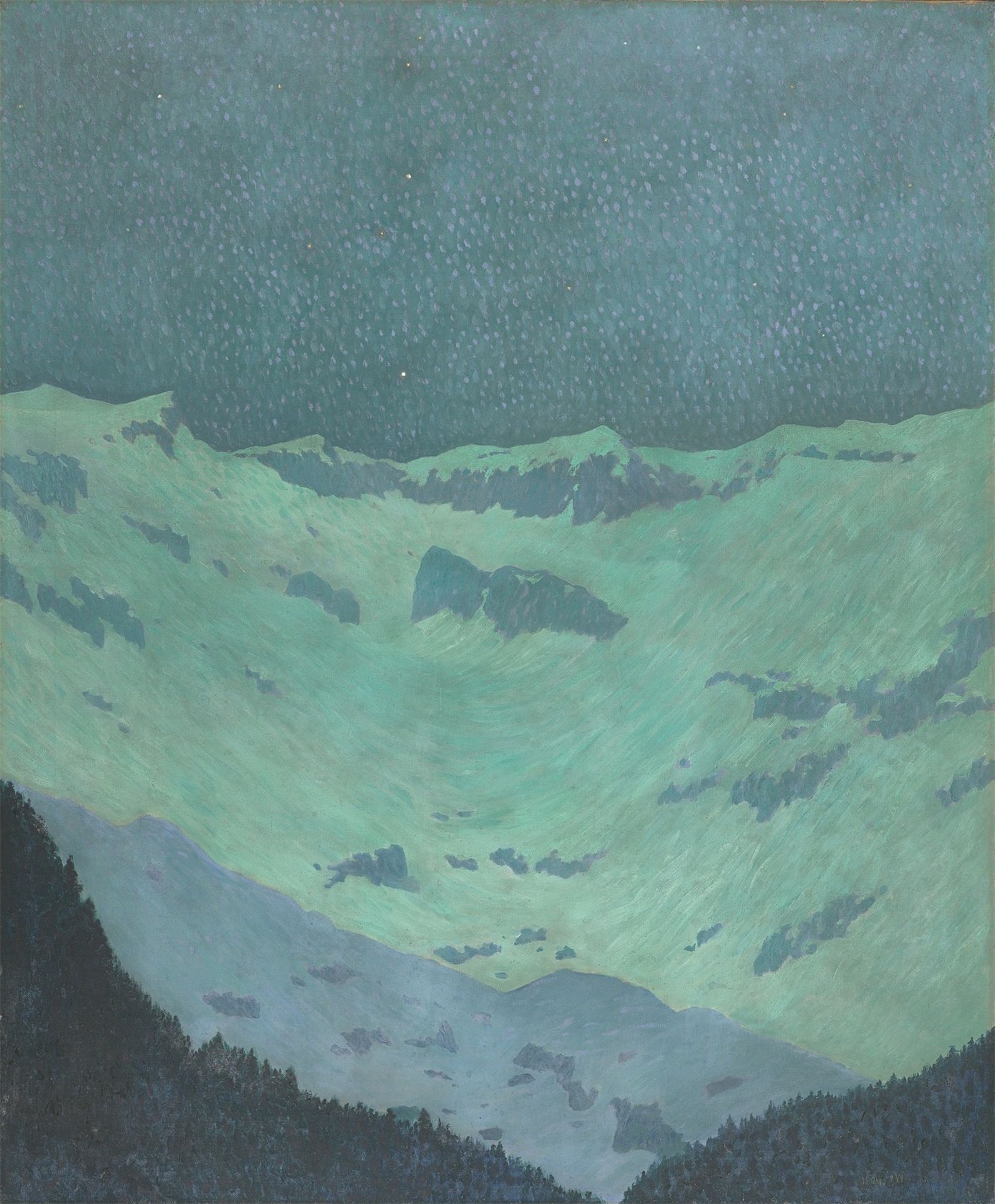 Gustav Wunderwald. ”Mondschein im Gebirge, Tirol”. 1909