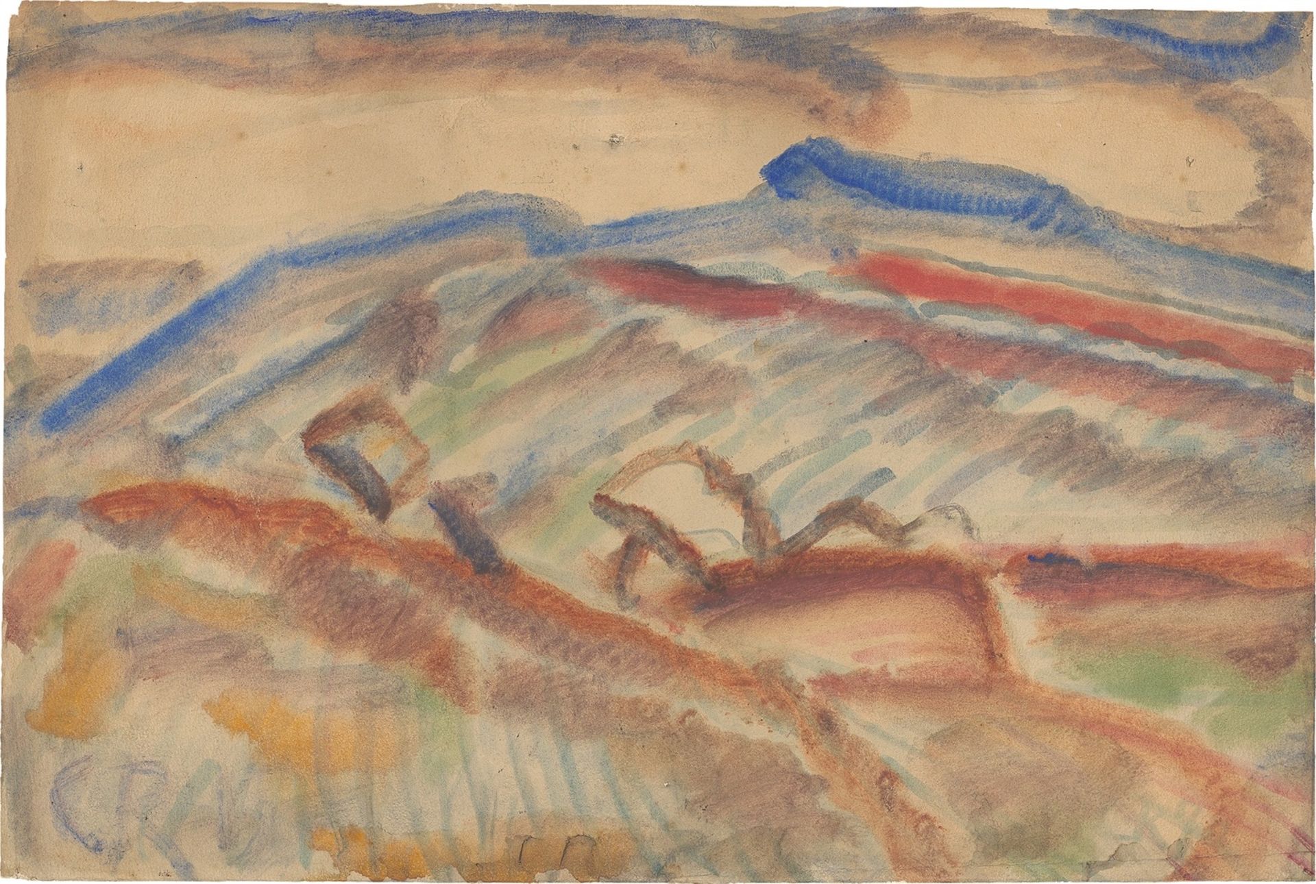 Christian Rohlfs (Niendorf 1849 – 1938 Hagen). Hügellandschaft ...