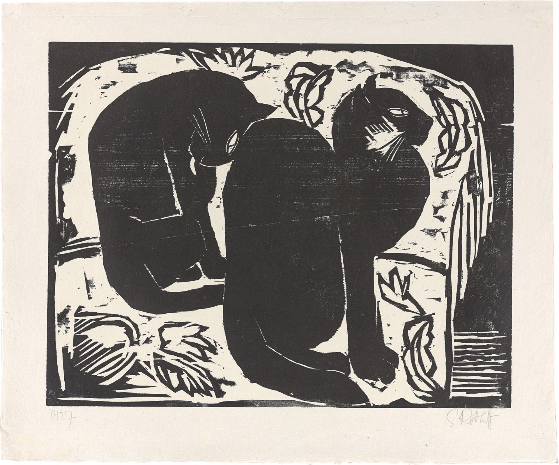 Karl Schmidt-Rottluff. „Zwei Katzen I“. 1914