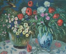 Emil Orlik. Zwei Blumensträuße in Vasen. Um 1910