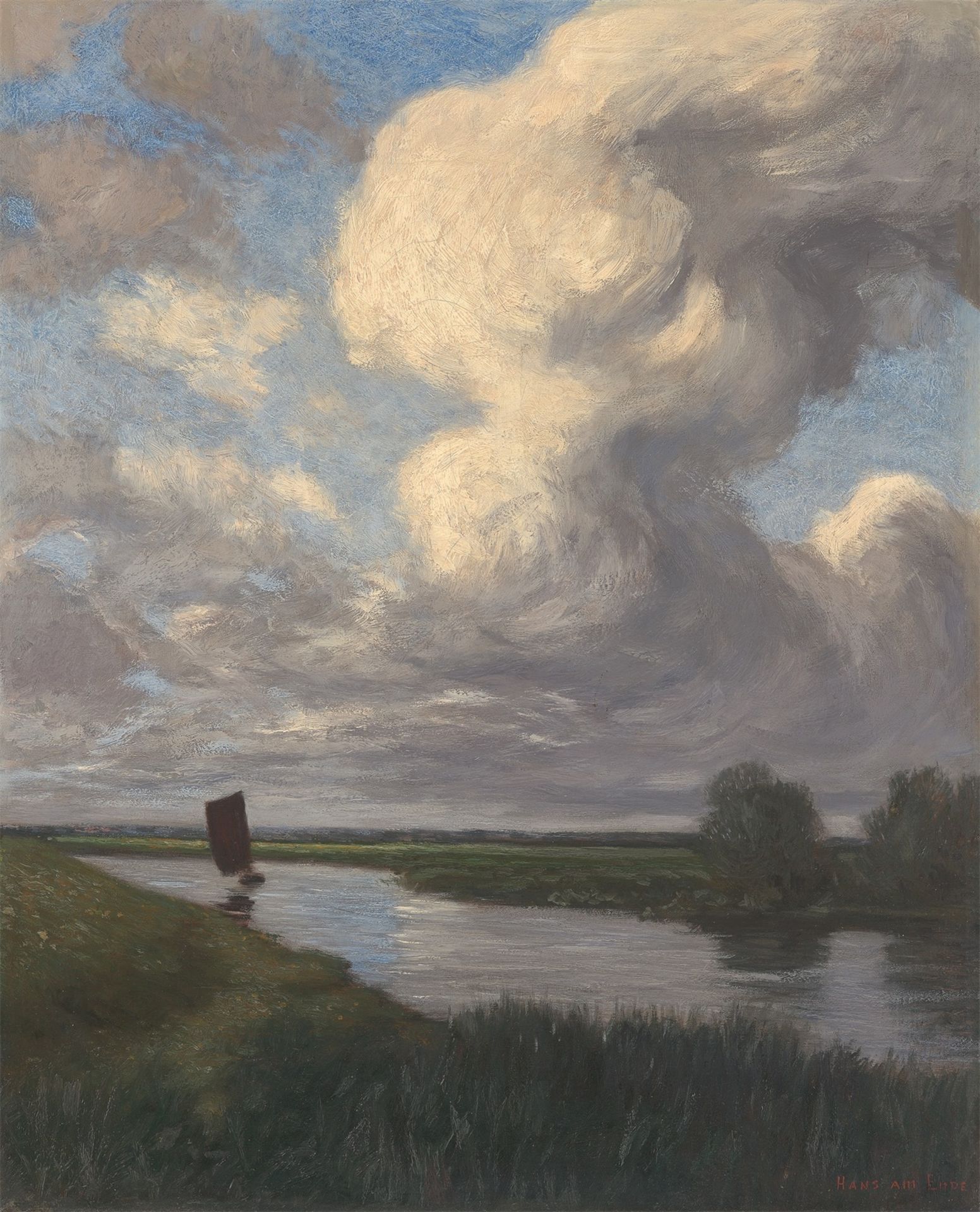 Hans am Ende. Torfboot auf der Hamme. Circa 1895